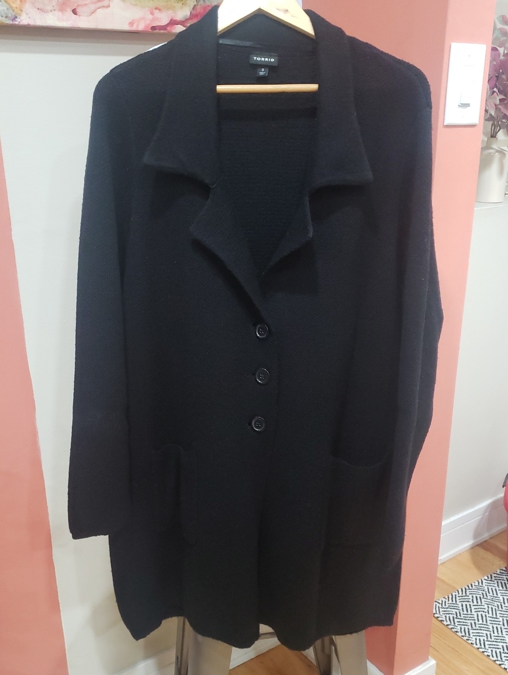 torrid Black Thick Full Length Long Knit Cardigan Coatigan, 3X